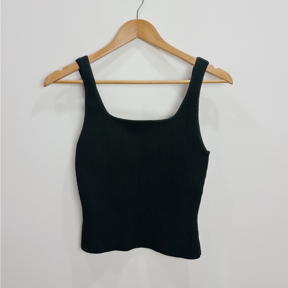 Aritzia Babaton Sculpt Knit Square Neck Tank forest green